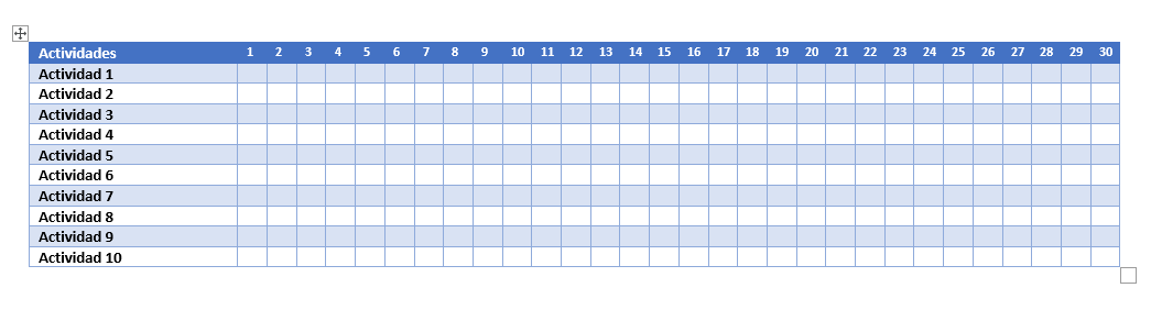 diagrama de gantt word plantilla