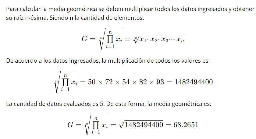ejemplos media geometrica