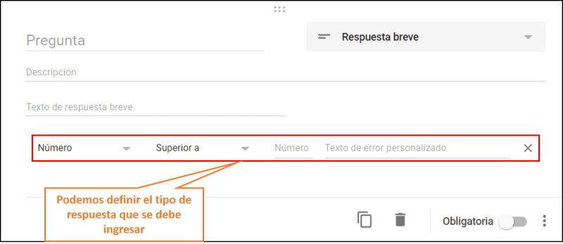 formularios de google respuesta breve