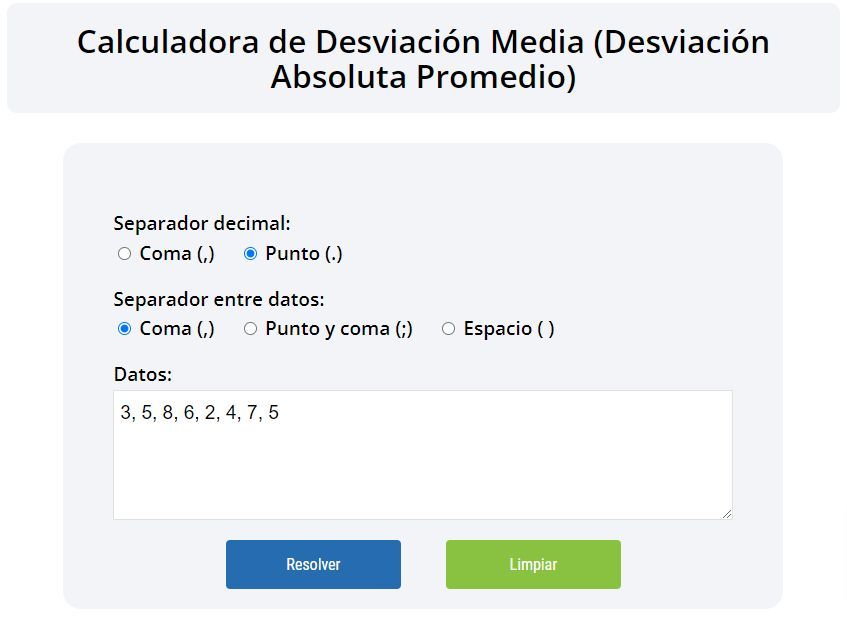 calculadora de la desviación media