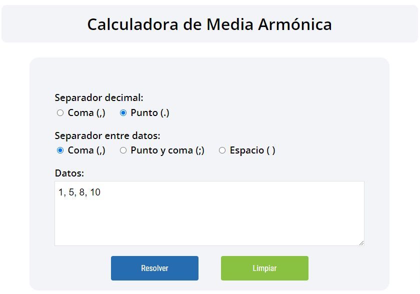 calculadora de media armónica