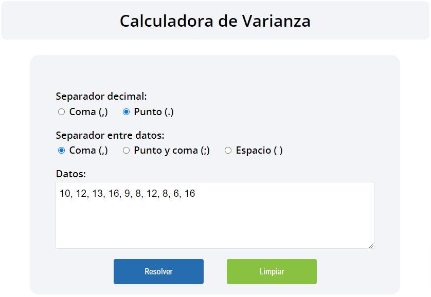 calculadora de varianza