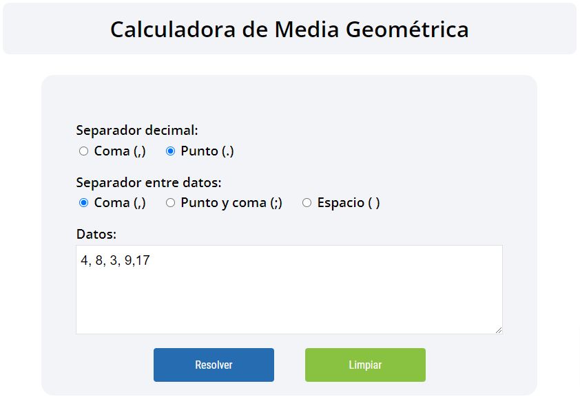 calculadora media geométrica