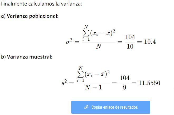 cálculo de la varianza