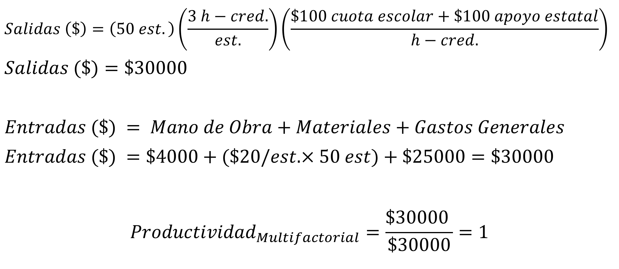 ejercicio resuelto 3 productividad multifactorial y total