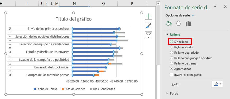 carta gantt en excel