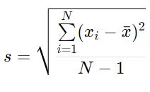 fórmula desviación estándar muestral