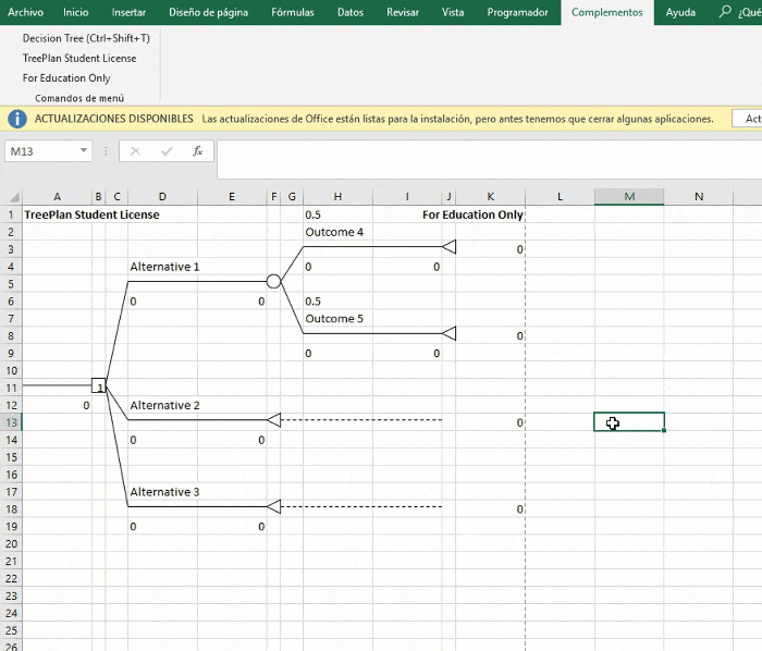 complementos de excel para hacer un árbol de decisiones