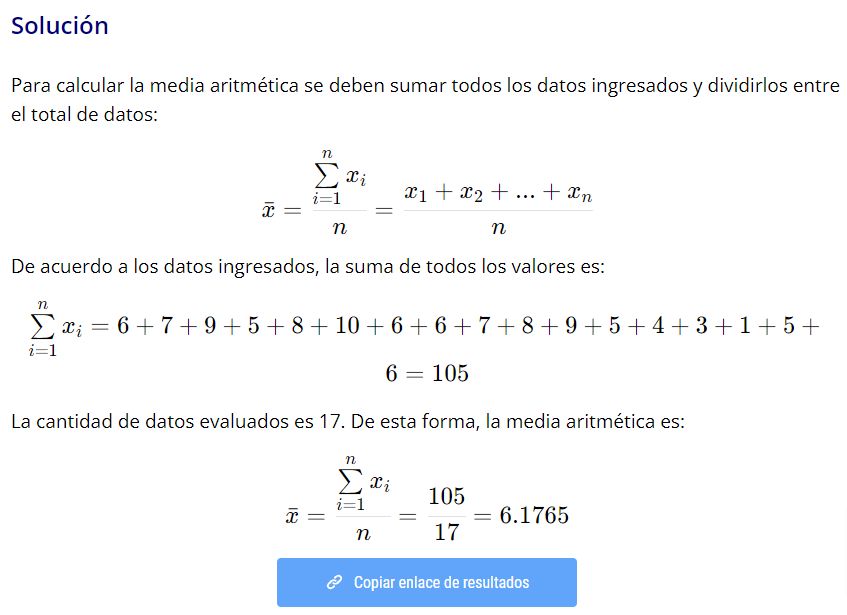 calculadora online media aritmetica
